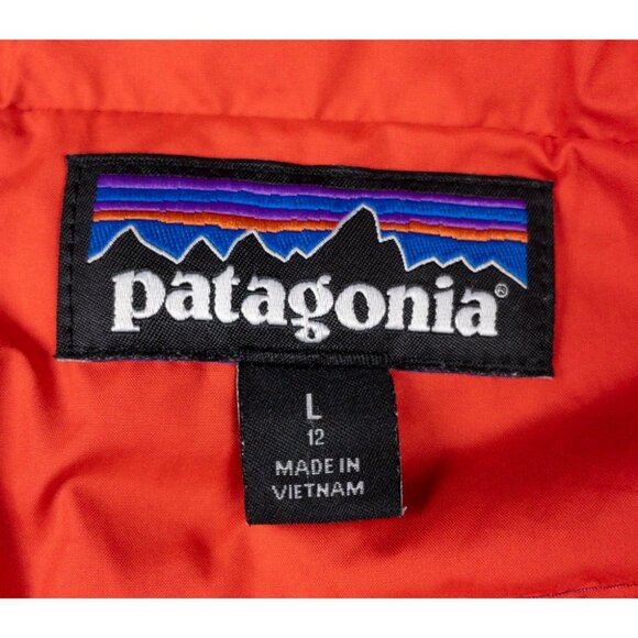 Patagonia Hi-Loft Down Sweater Hoody Jacket Girl's Large 12 Youth Burgundy 68212 - Picture 3 of 16